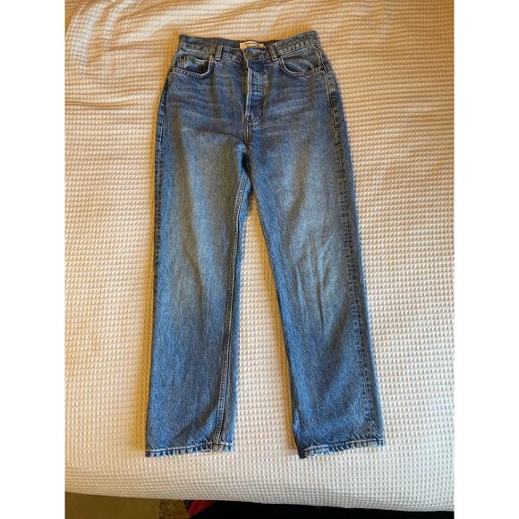 Reformation Cynthia High Rise Straight Cropped Mom Jeans Med Wash Button Fly 26 - Picture 9 of 16